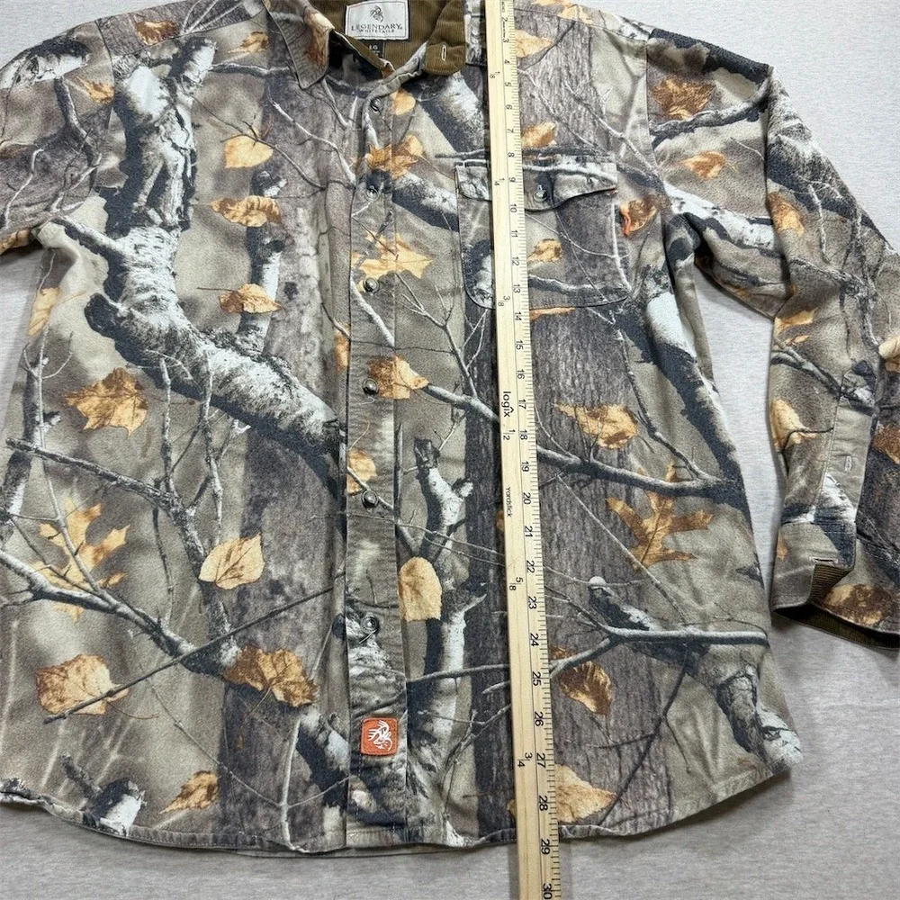 Legendary Whitetails Button-Up Shirt‎ Men's L Realtree Camo Long Sleeve